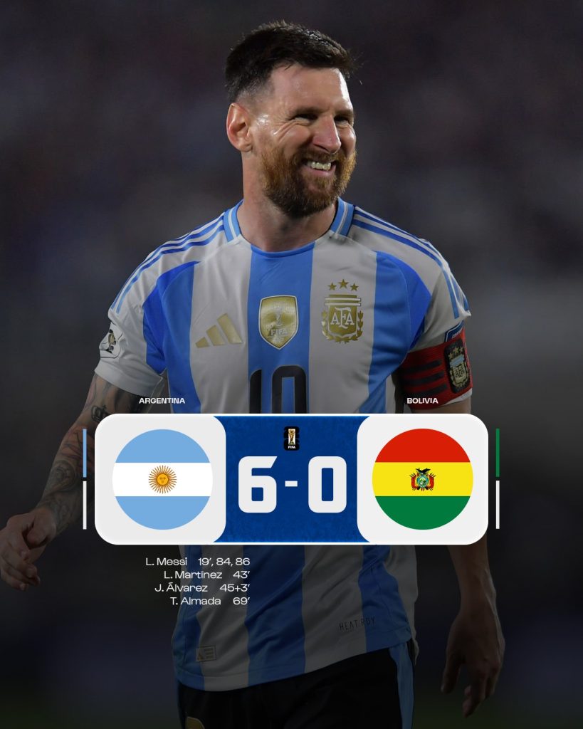 Messi thi đấu bùng nổ, Argentina thắng đậm Bolivia 6-0 1